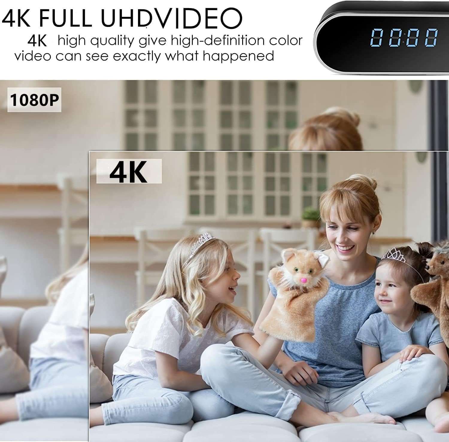 Comparison image showing the difference between 1080P and 4K video quality, highlighting the superior detail of 4K.