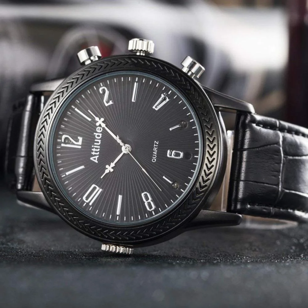 Sleuthtek NightWatch 1080P HD Video Watch with Black Case with Black Band