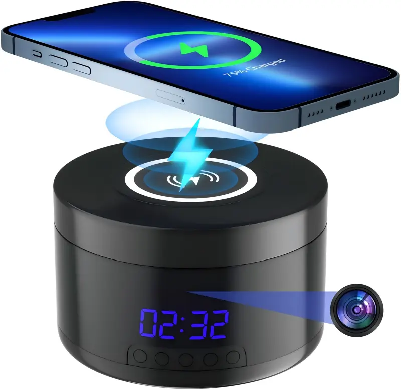 charger with clock spy camera